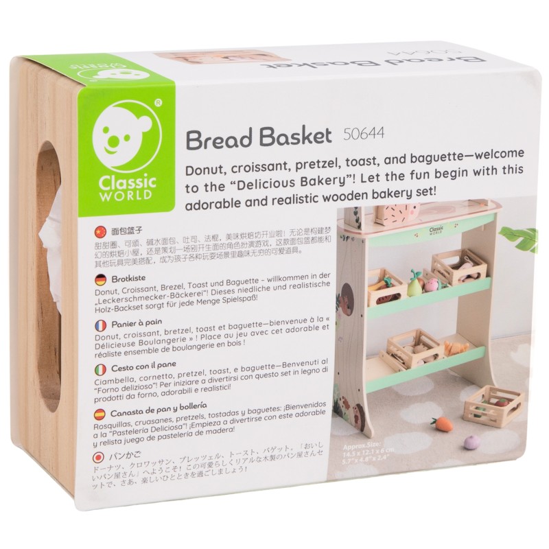 CLASSIC WORLD Sada Drevených Potravín v Košíku - Pečivo 6 ks.