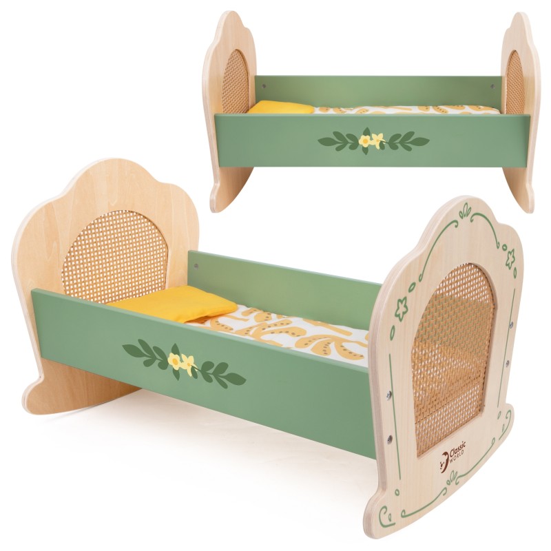 CLASSIC WORLD Drevená Kolíska Vintage Postieľka pre Bábiky