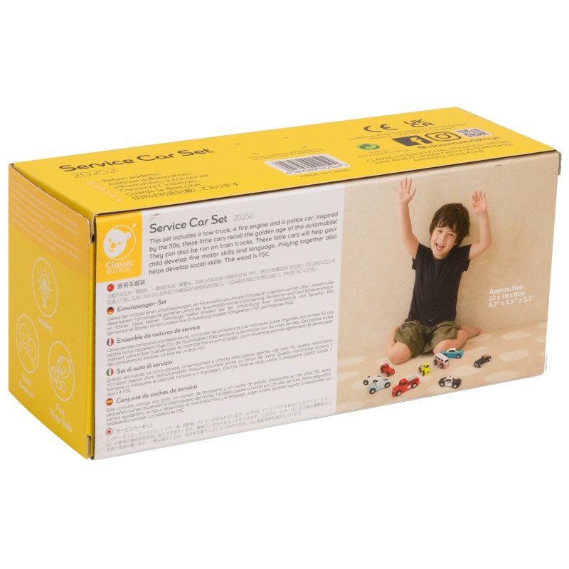 CLASSIC WORLD Drevené Autá - Polícia, Hasiči a Odťahovka 3 ks.