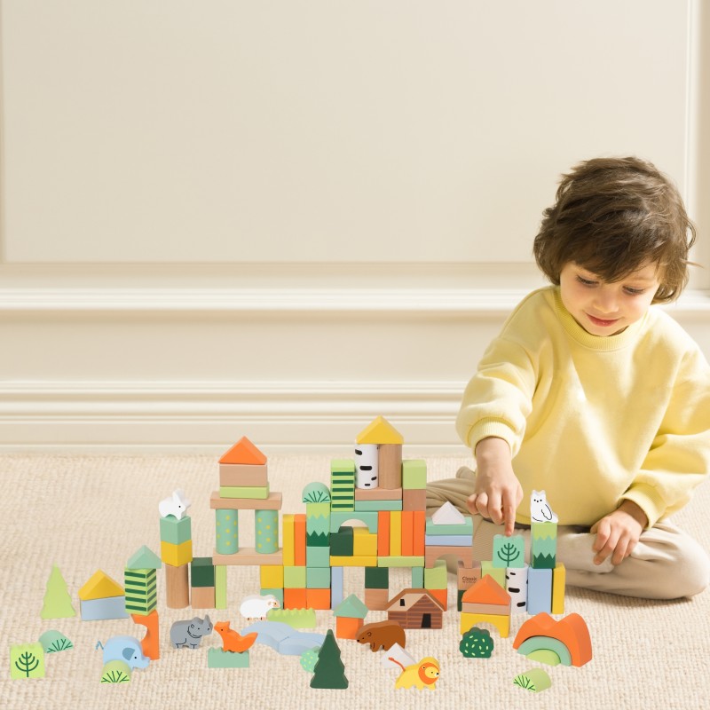 CLASSIC WORLD Drevená Stavebnica - Veľký Les 100 ks.