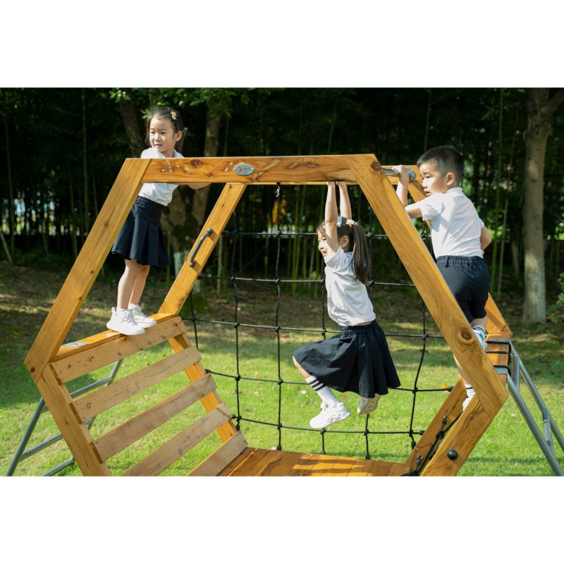 CLASSIC WORLD EDU Drevené Ihrisko XXL - Šesťuholníková Lezecká Súprava