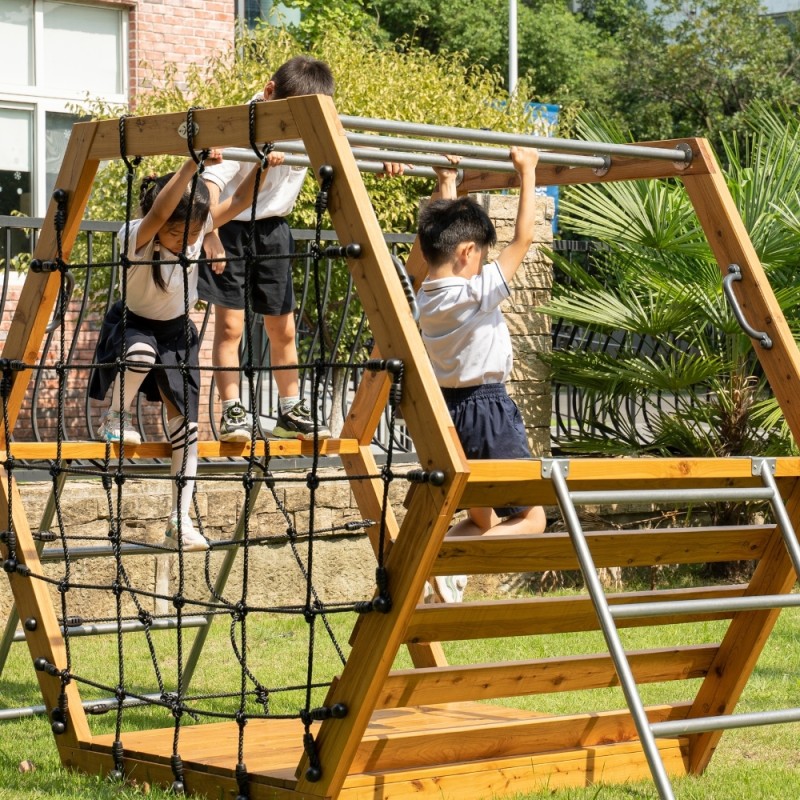 CLASSIC WORLD EDU Drevené Ihrisko XXL - Šesťuholníková Lezecká Súprava