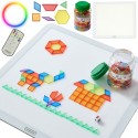 MASTERKIDZ Štvorcový Svetelný LED Panel + Mozaikové Montessori Bloky 140 ks.