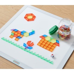 MASTERKIDZ Štvorcový Svetelný LED Panel + Mozaikové Montessori Bloky 140 ks.