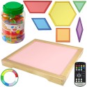 MASTERKIDZ Senzorický LED Panel s Ovládačom + Mozaikové Montessori Bloky 140 ks.