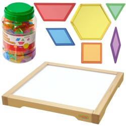 MASTERKIDZ Senzorický LED Panel + Mozaikové Montessori Bloky 140 ks.