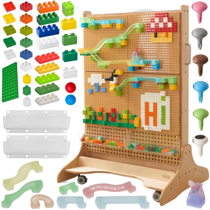 MASTERKIDZ Drevená Voľne Stojaca Tabuľa STEM + Príslušenstvo