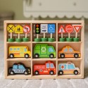 WOOPIE GREEN Zestaw Drewnianych Pojazdów i Znaków Drogowych 15 el.
