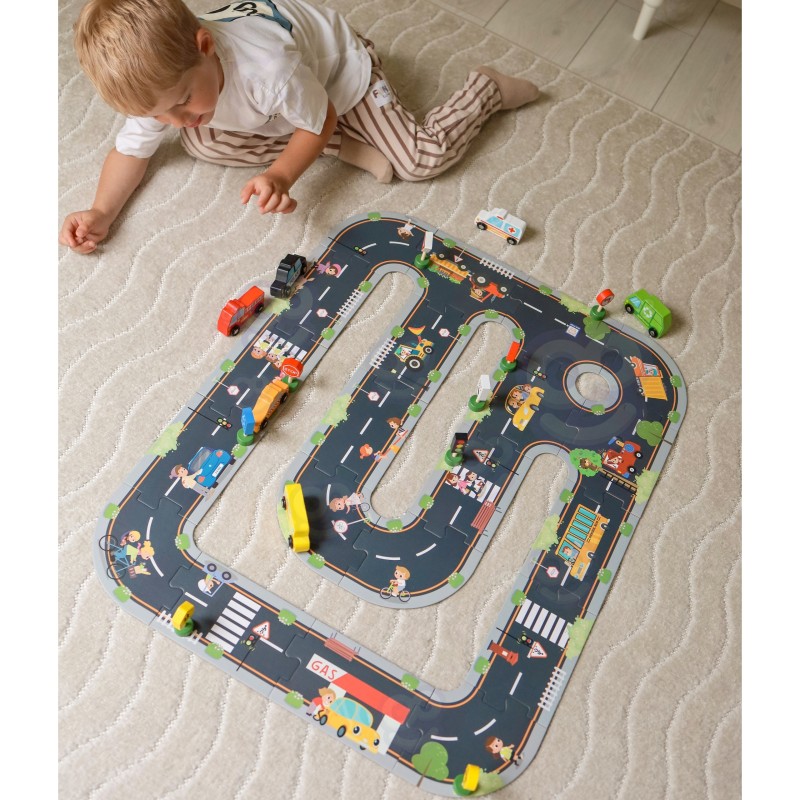 WOOPIE GREEN Droga Puzzle dla Dzieci Autostrada Makieta 21 el. Certyfikat FSC