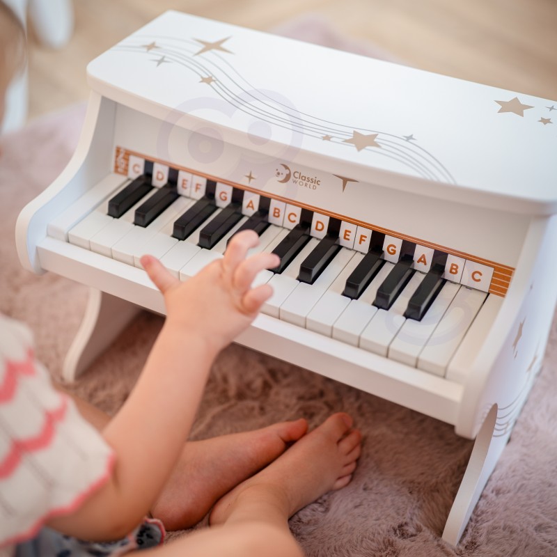 CLASSIC WORLD Drewniane Pianino dla Dzieci + Książeczka do Nauki
