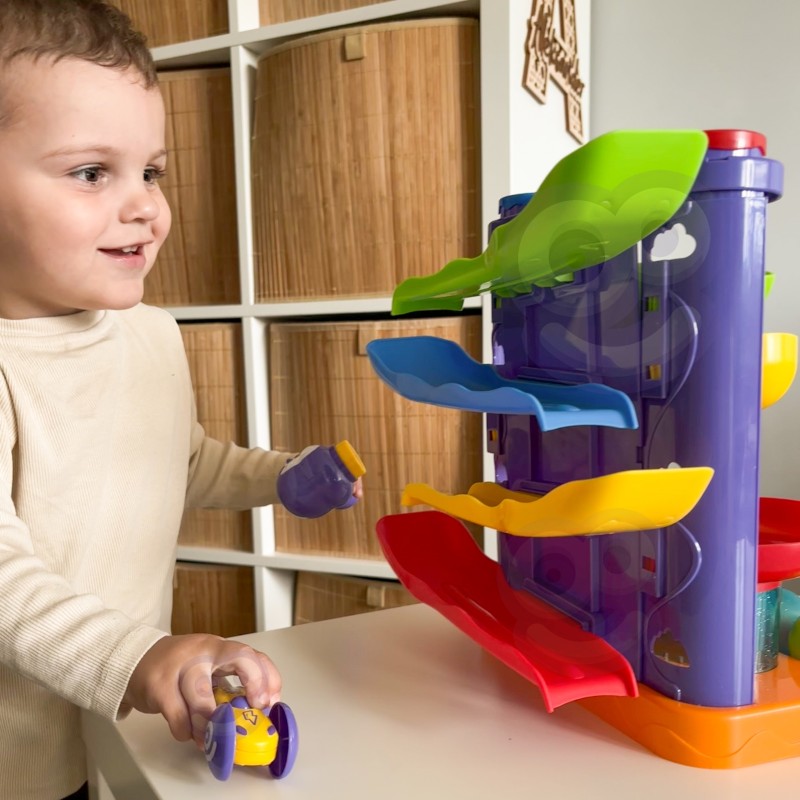 WOOPIE BABY Tor Kulkowy Kulodrom 3w1 Wbijak z Młoteczkiem Zjeżdżalnia dla Samochodzików