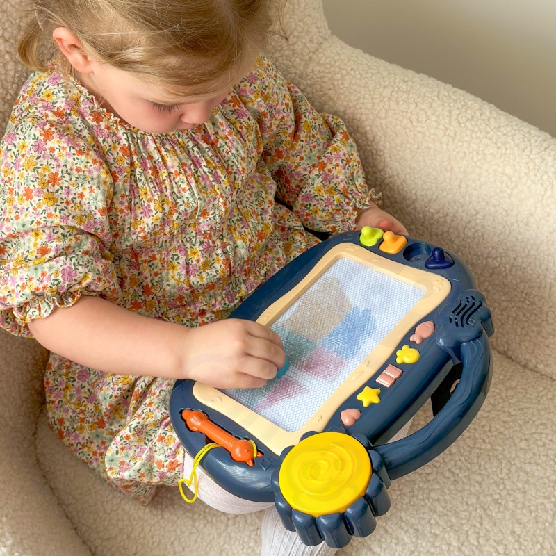 WOOPIE Mazacia Magnetická Tabuľa + Farebné Pečiatky Modrá