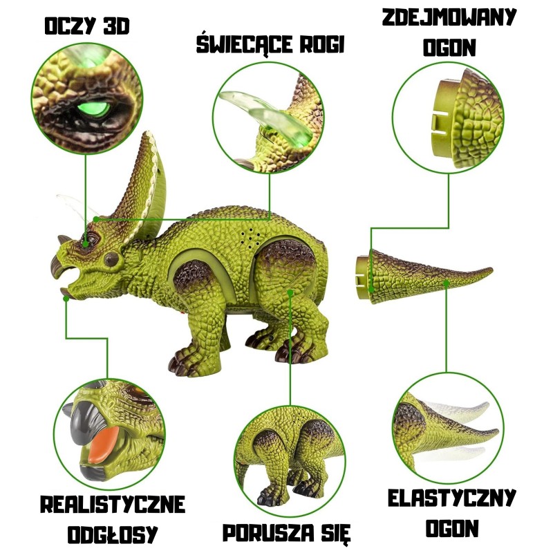 WOOPIE Dinosaurus na Diaľkové Ovládanie - RC Robot Triceratops