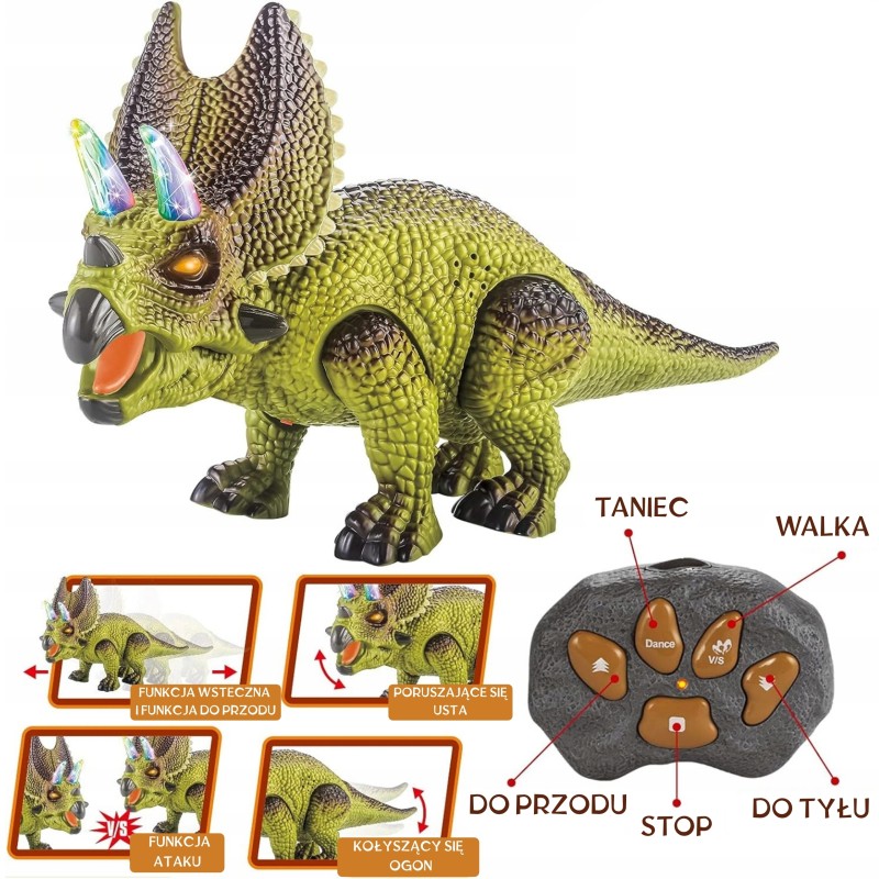 WOOPIE Dinosaurus na Diaľkové Ovládanie - RC Robot Triceratops
