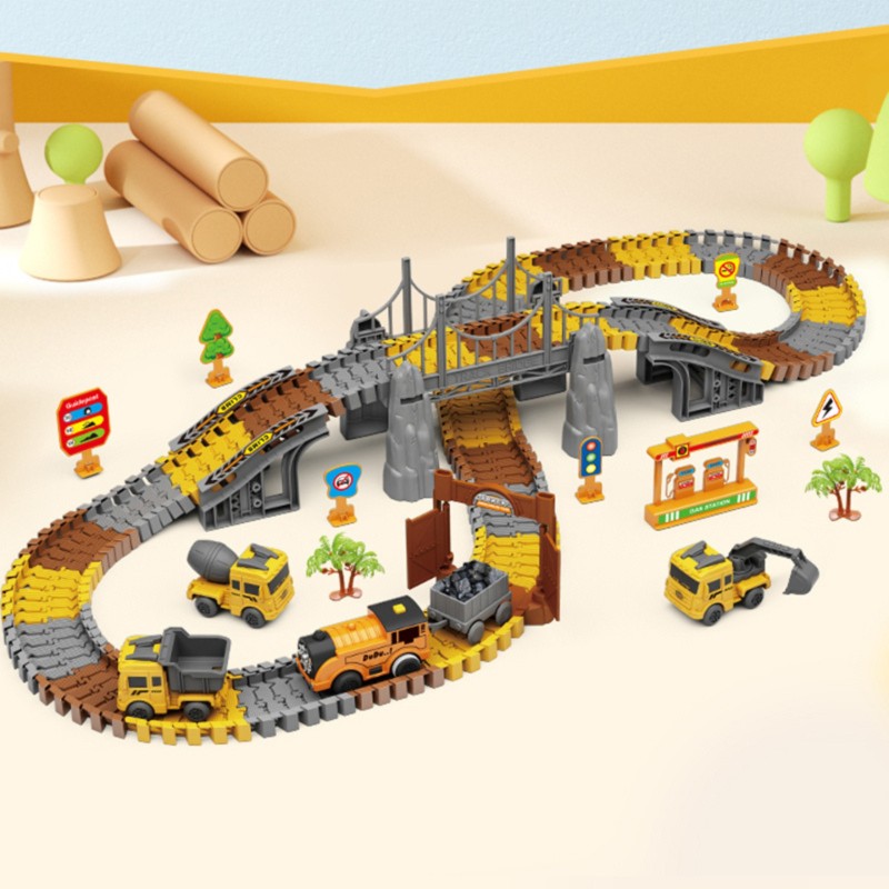 WOOPIE Autodráha XXL - Elektrický Vláčik a Stavebné Vozidlá