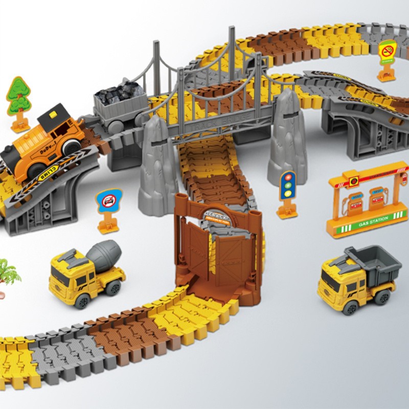 WOOPIE Autodráha XXL - Elektrický Vláčik a Stavebné Vozidlá