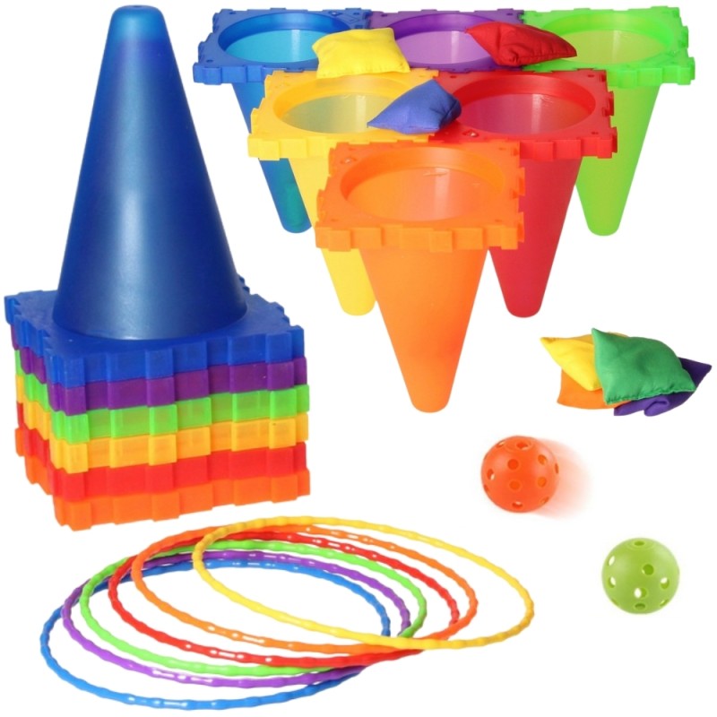 WOOPIE Záhradná Sada Hier 3v1 Kužele, Obruče a Vrecká