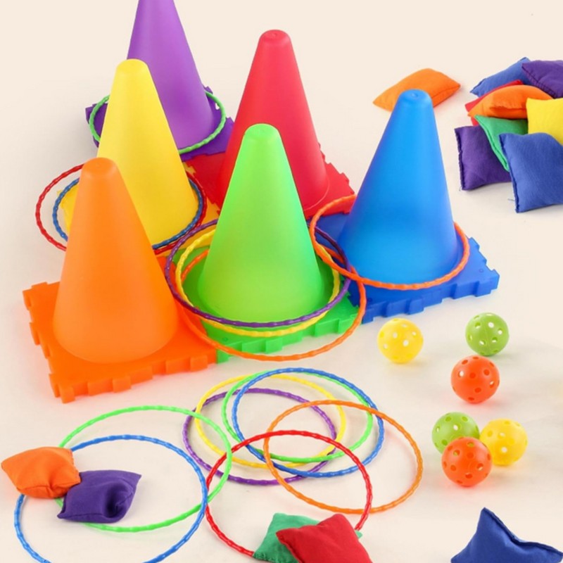 WOOPIE Záhradná Sada Hier 3v1 Kužele, Obruče a Vrecká