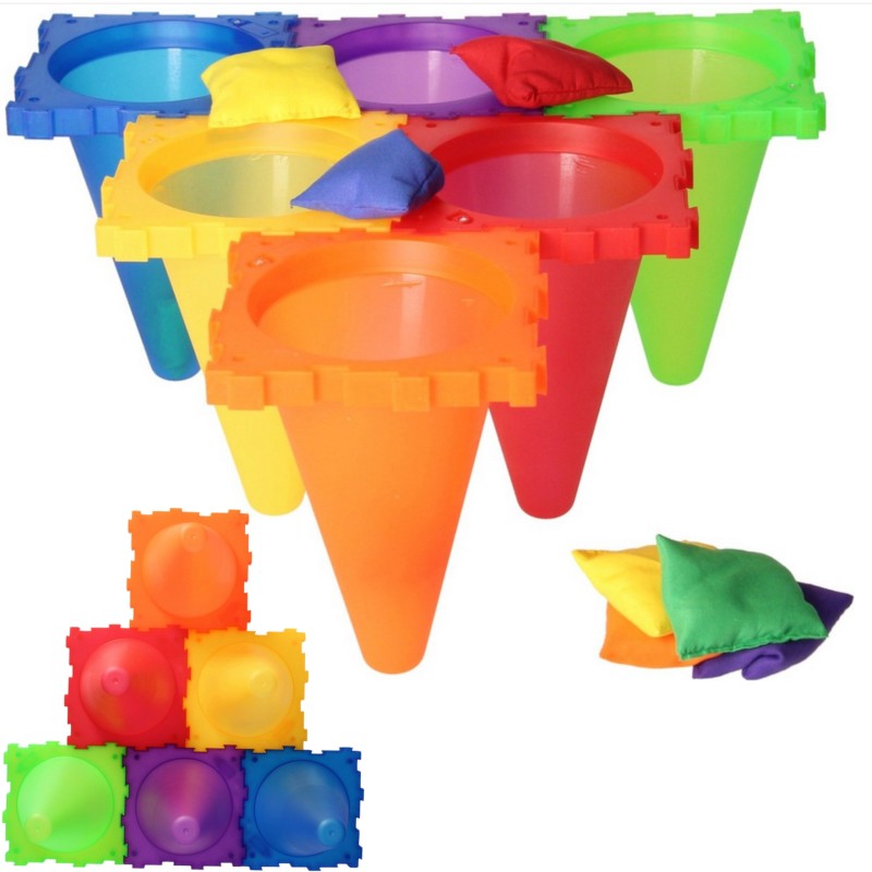 WOOPIE Záhradná Sada Hier 3v1 Kužele, Obruče a Vrecká