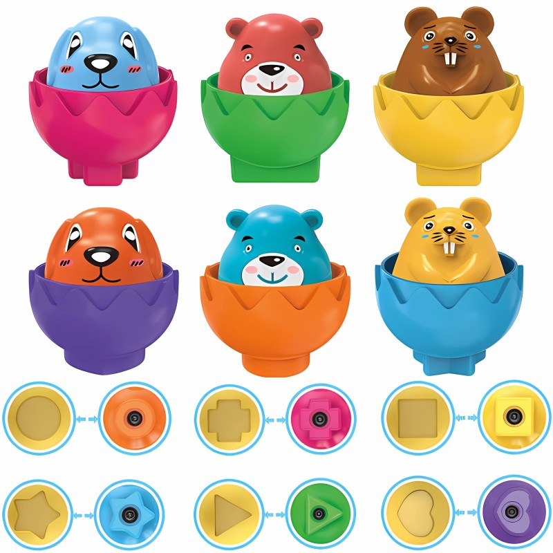 WOOPIE Montessori Triedič - Veselé Zvieratká vo Vajíčkach 6ks.