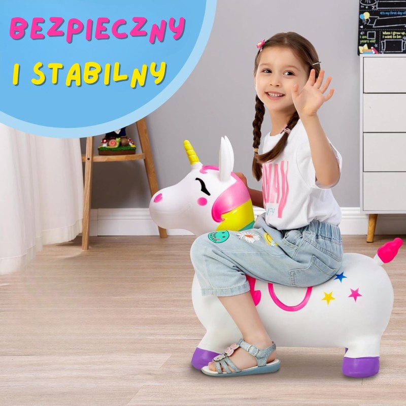 WOOPIE Gumené Zvieratko na Skákanie - Biely Jednorožec