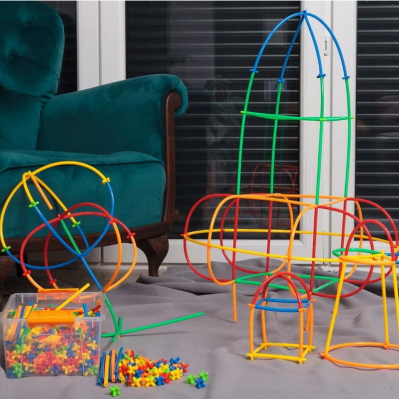 WOOPIE Kreatívna Stavebnica - Farebné Konštrukčné Slamky 800 ks.