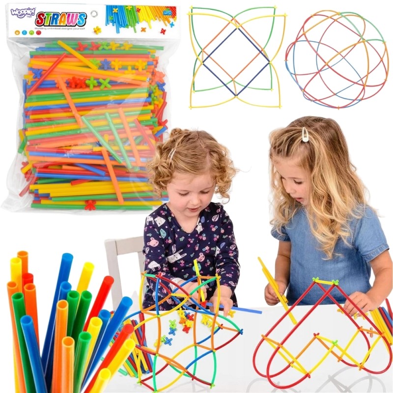 WOOPIE Kreatívna Stavebnica - Farebné Konštrukčné Slamky 500 ks.