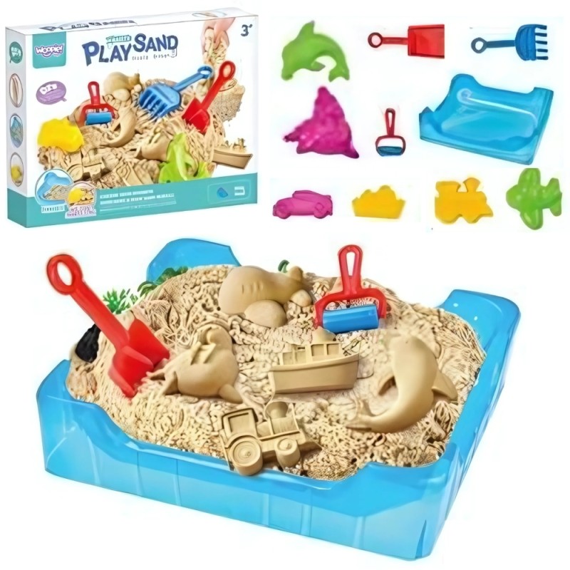 WOOPIE Kinetický piesok 0,5 kg v kufríku | Kreatívna sada s formičkami