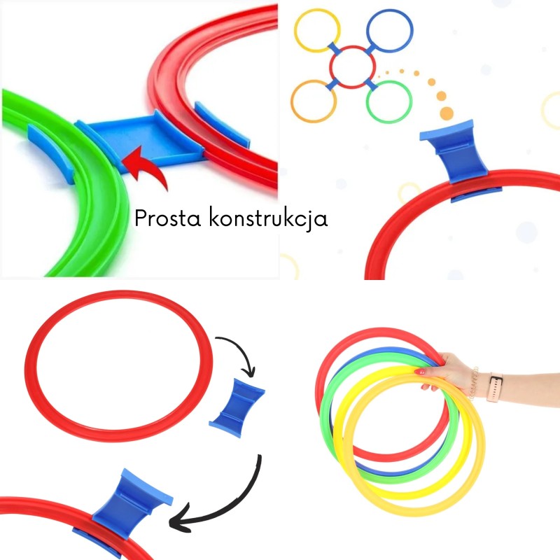 WOOPIE Pohybová hra Škôlka | Sada 12 farebných kruhov na skákanie