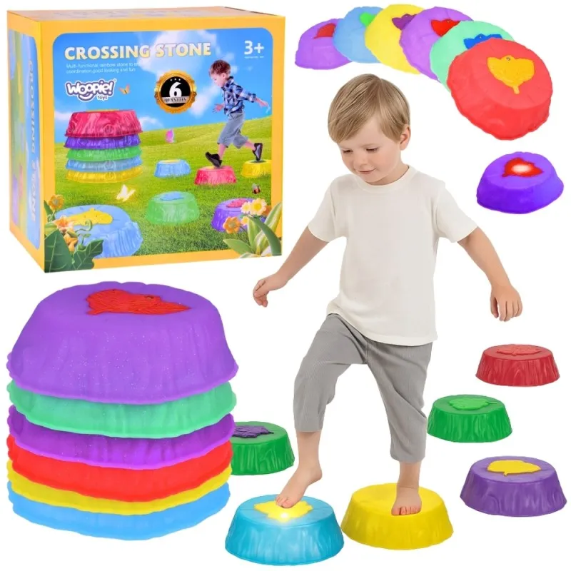 WOOPIE Svietiace Balančné Kamene na Trénovanie Rovnováhy 6 ks.