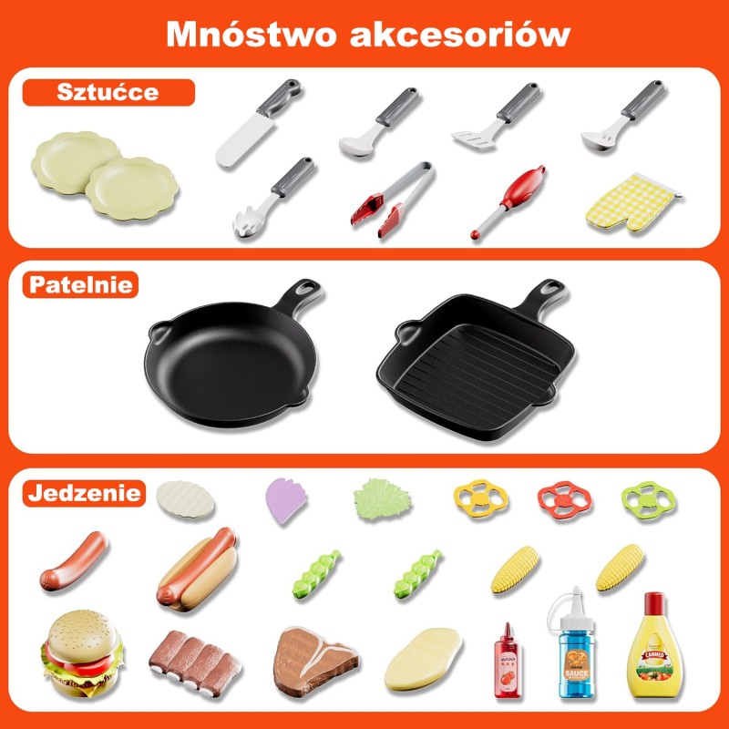 WOOPIE Grill Barbecue Interaktívna Záhradná Kuchynka LED XL 31 Dielov