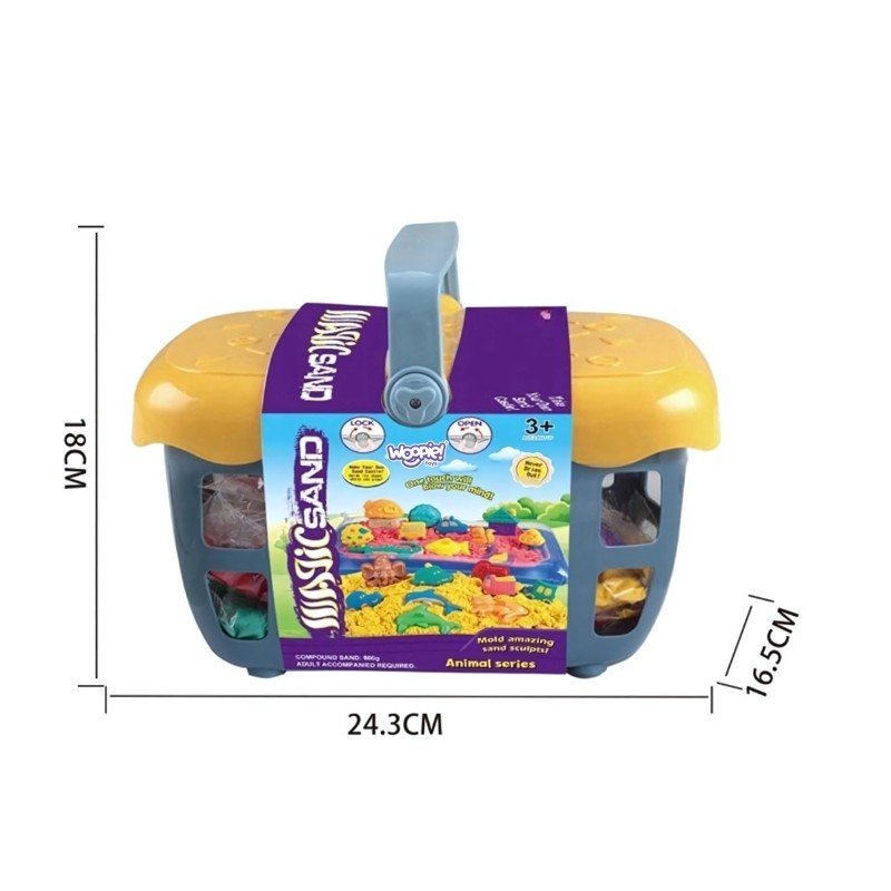 WOOPIE Kinetický Piesok - Sada v Košíku s Formičkami 0,8 Kg