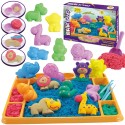 WOOPIE Kinetický Piesok Sada XXL ZOO Mini Pieskovisko s Formičkami 1,2 Kg