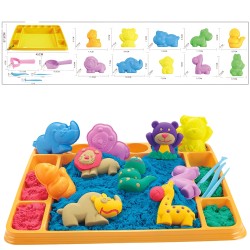 WOOPIE Kinetický Piesok Sada XXL ZOO Mini Pieskovisko s Formičkami 1,2 Kg