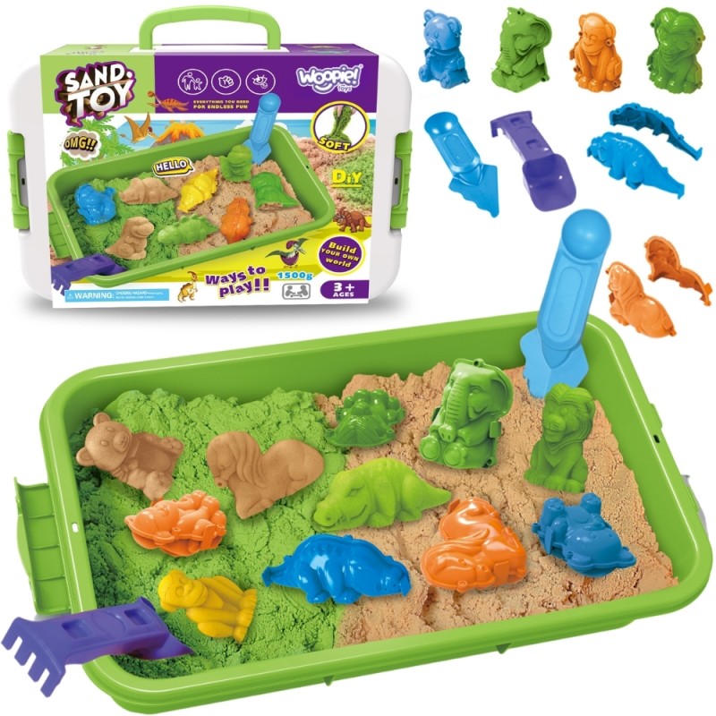 WOOPIE Kinetický Piesok Sada XXL ZOO Safari Mini Pieskovisko s Formičkami