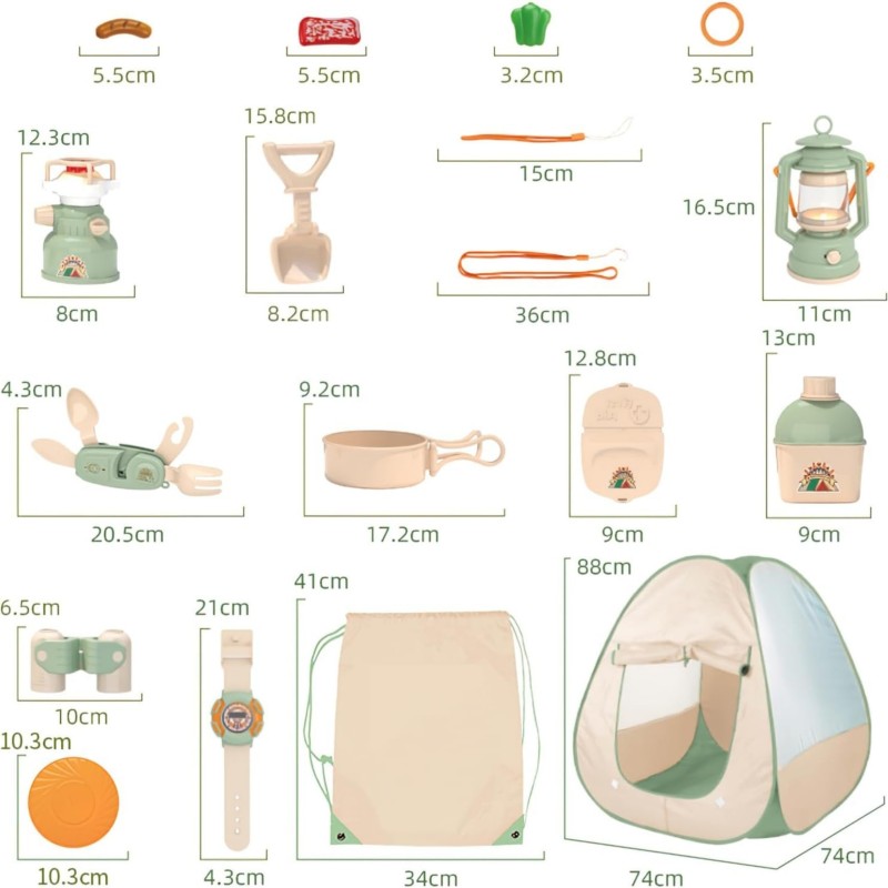 WOOPIE Kempingový Stan so Sadou pre Malého Prieskumníka 15 Dielov