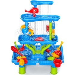 WOOPIE Poschodový Vodný Stolík a Pieskovisko s Vodopádom 4v1 Delfín