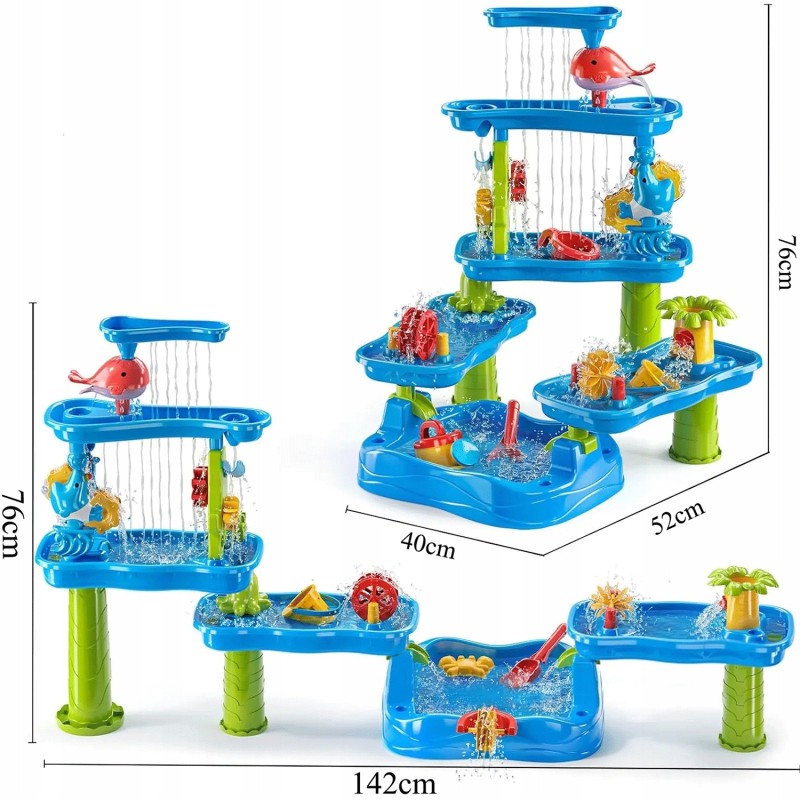 WOOPIE Poschodový Vodný Stolík a Pieskovisko 6v1 Mega Aquapark