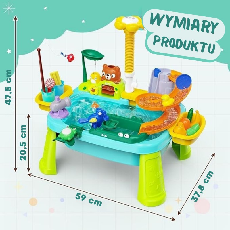 WOOPIE Vodný stôl 4v1 Vodné ihrisko | Chytanie rybičiek a šmykľavka