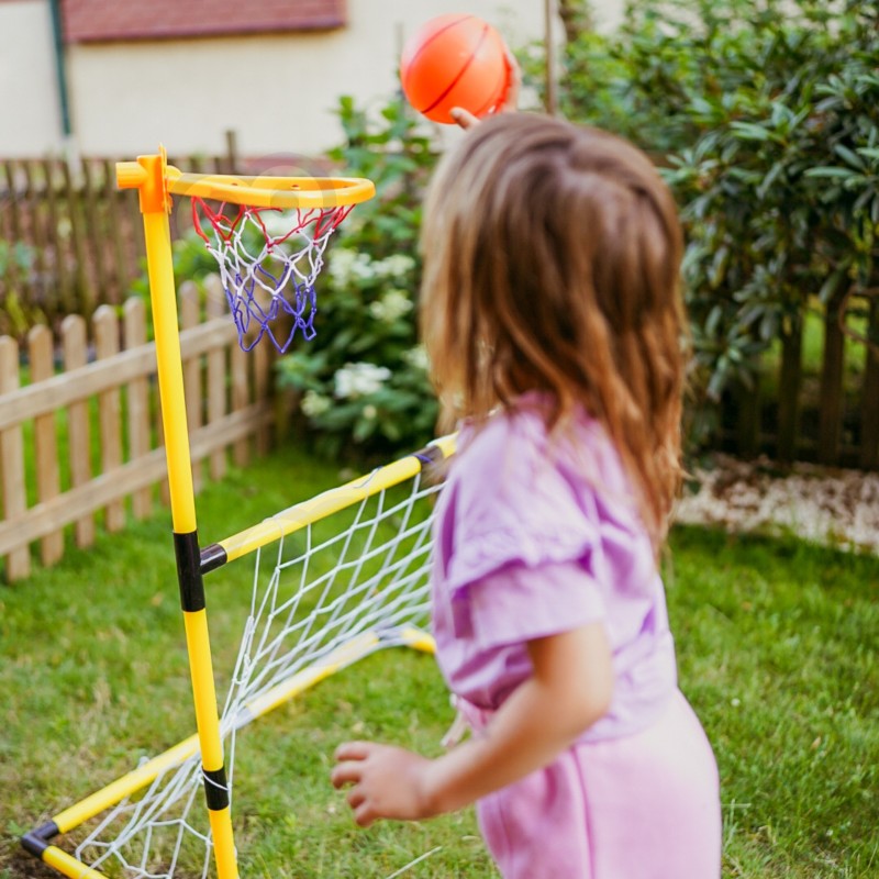 WOOPIE Zestaw 2w1 koszykówka Bramka do Piłki Nożnej + Piłki i Pompka