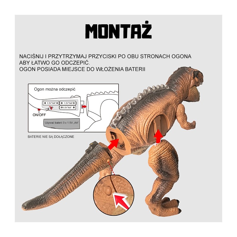 WOOPIE Dinozaur Zdalnie Sterowany RC Robot T-Rex