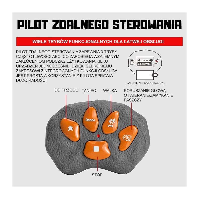WOOPIE Dinozaur Zdalnie Sterowany RC Robot T-Rex