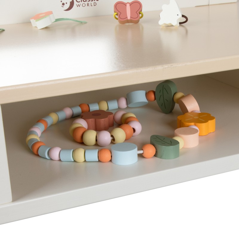 CLASSIC WORLD Drevený Kozmetický Stolík so Zrkadlom a Príslušenstvom