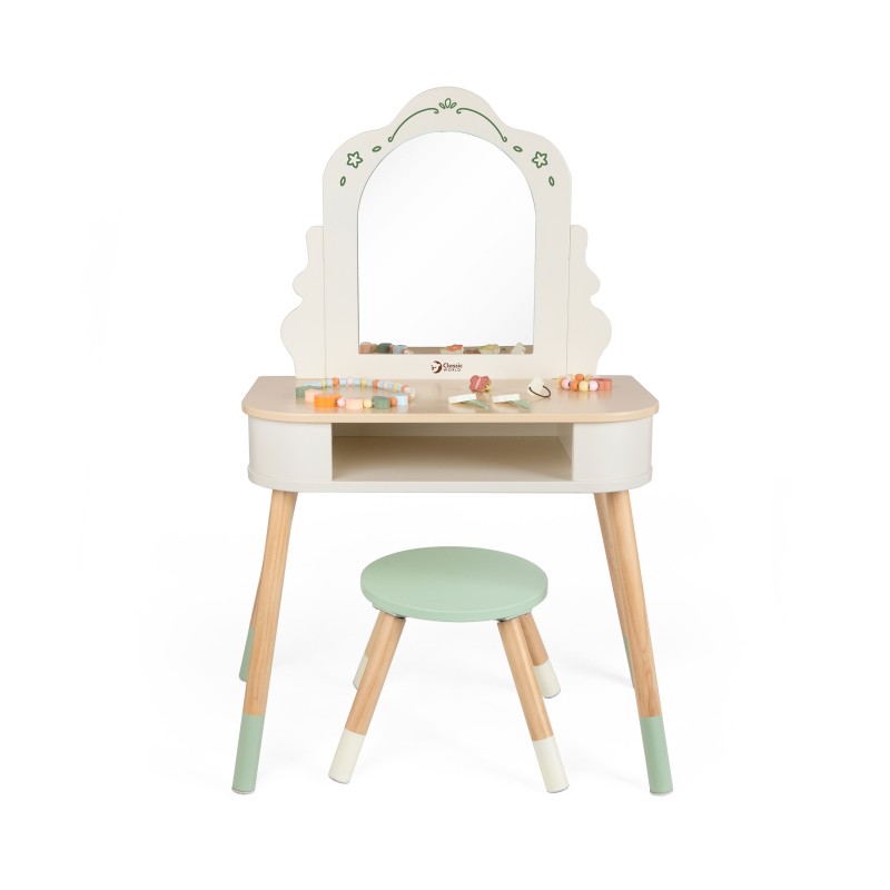 CLASSIC WORLD Drevený Kozmetický Stolík so Zrkadlom a Príslušenstvom