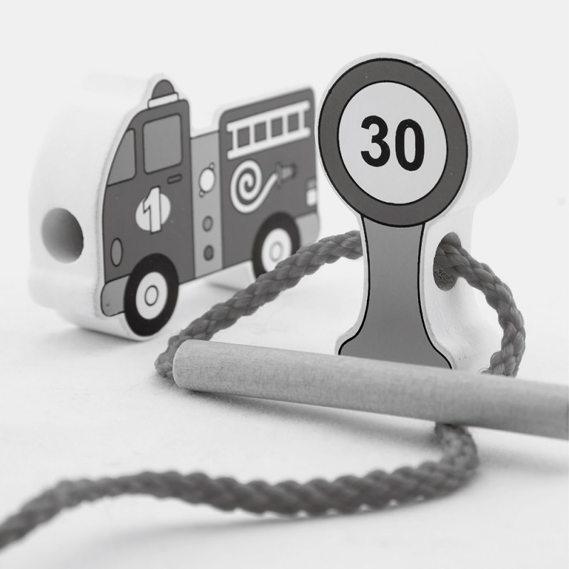 Viga Drevená prevliekačka Vozidlá | Montessori hračka na navliekanie