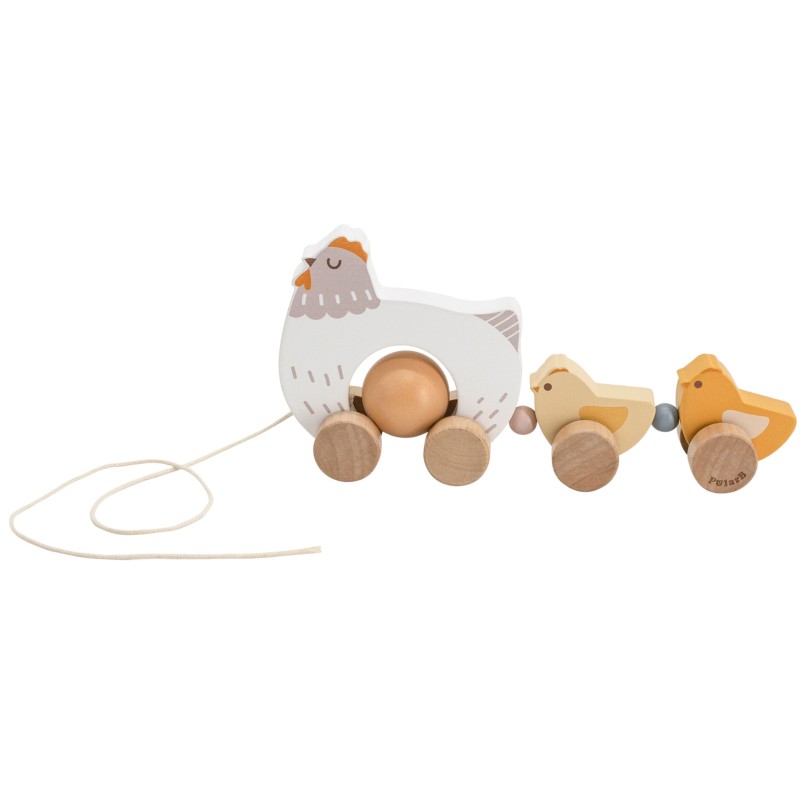 VIGA PolarB Drevená Sliepočka s Kuriatkami na Ťahanie