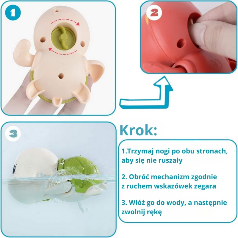 Woopie Naťahovacia korytnačka do vane | Plávajúca hračka do vody Modrá