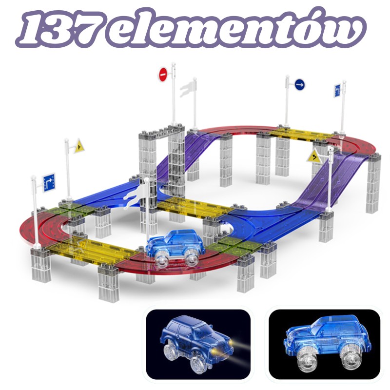 WOOPIE Magnetická Autodráha 137 Dielov + Auto