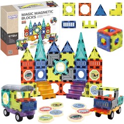WOOPIE Magnetická 3D Stavebnica - Zámok a Vozidlá 71ks.