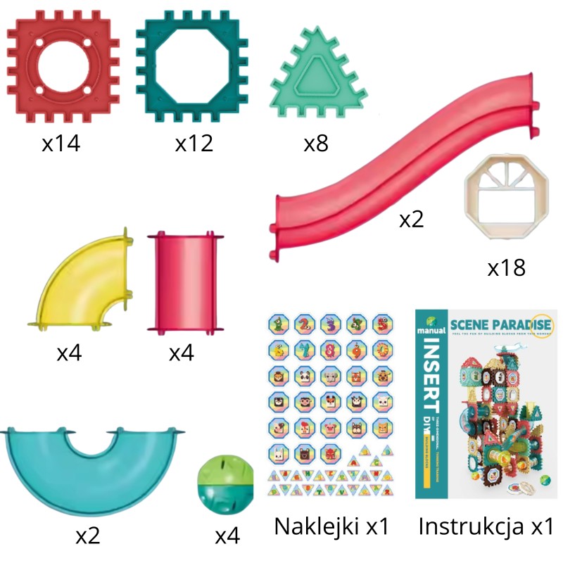 WOOPIE 3D Konštrukčná Magnetická Stavebnica - Guličková Dráha 68ks.